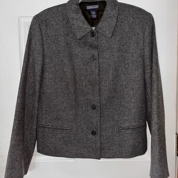 Land’s End Gray Wool Blend Lined Women's Blazer Jacket size 14 - Picture 2 of 6